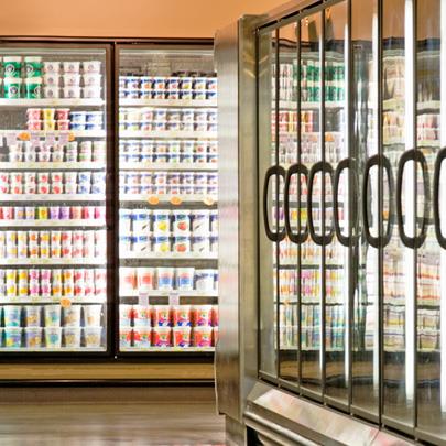 Refrigerated isle in a grocery store