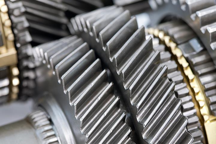 closeup of series of gears