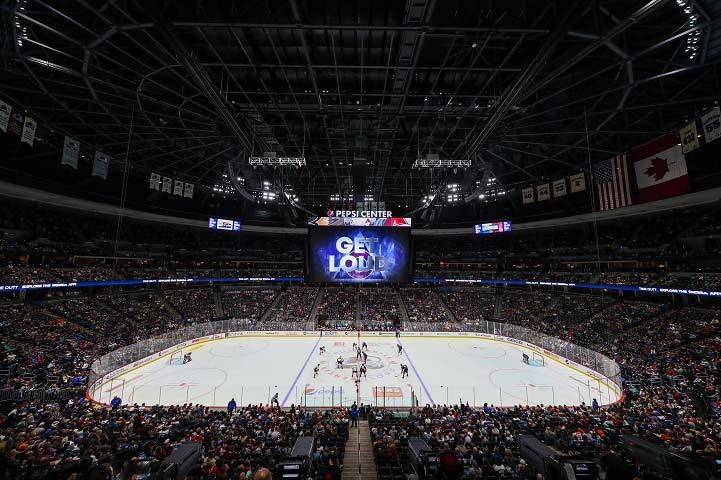 An image of inside the Pepsi Center ice rink.