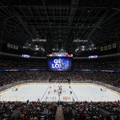 An image of inside the Pepsi Center ice rink.