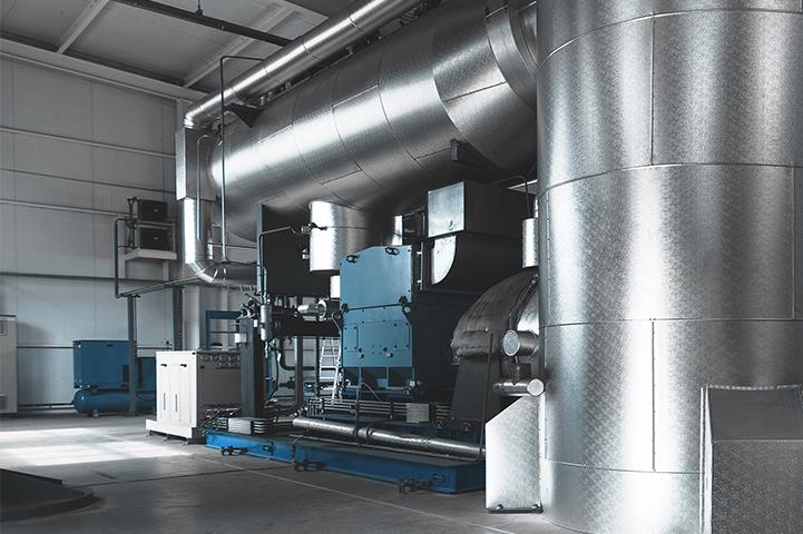 rankine organic cycle turbine in a boiler room