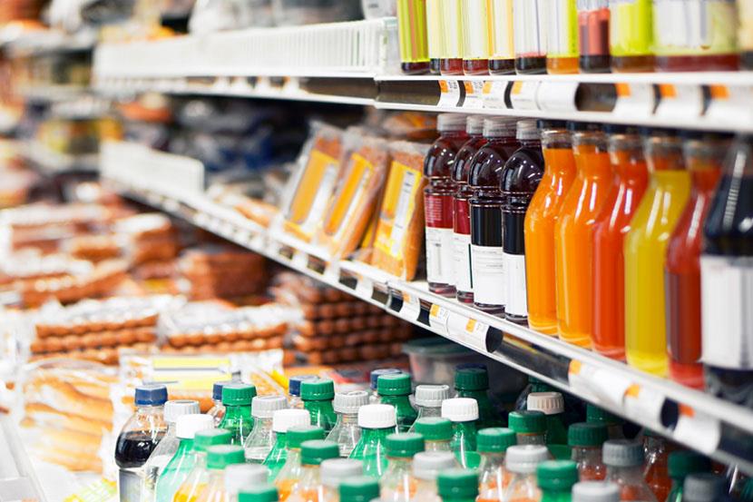 grocery store shelves with product on them