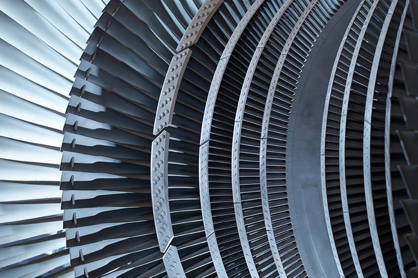 closeup shot of silver turbine engine
