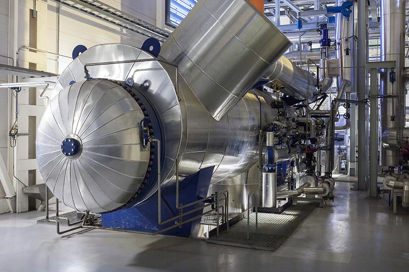 room with a steam turbine condense